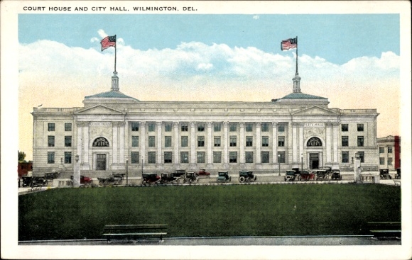 Ak Wilmington Delaware USA, gerechtsgebouw en gemeentehuis