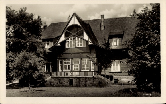 Ak Meuselwitz in Thüringen, Historisches Gebäude, Erholungsheim, Gartenhaus, Waldblick, helles We
