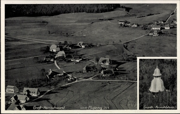 Postcard Großherrischwand Herrischried am Hotzenwald, aerial photograph, Gugeln, observation tower