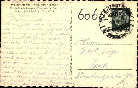 Postcard Zella Mehlis in the Thuringian Forest, Waldgasthaus Zum Sterngrund
