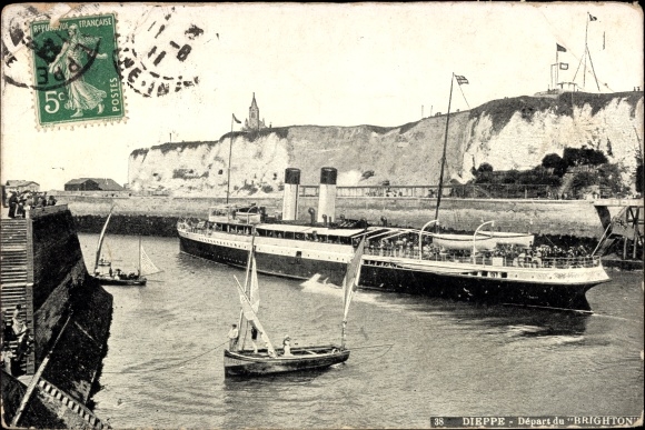 Ak Dieppe Seine Maritime, vertrek uit Brighton
