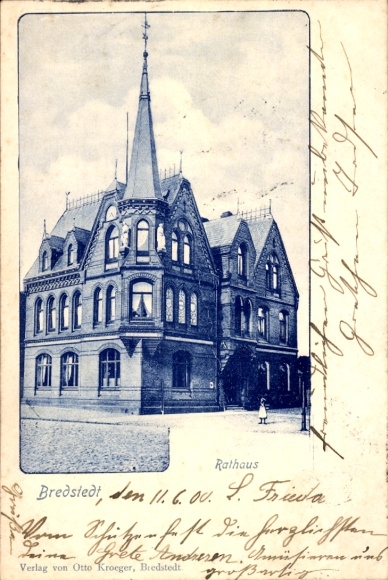 Postcard Bredstedt in Holstein Nordfriesland, Town Hall