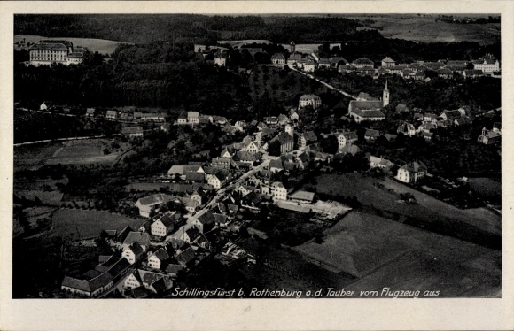 Postcard Schillingsfürst in Middle Franconia, aerial photograph