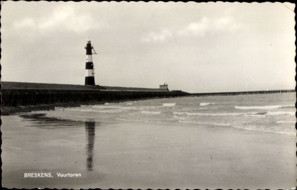 Postcard Breskens Sluis Zeeland Netherlands, lighthouse