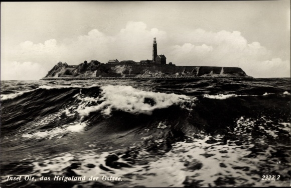 Postcard Island Oie, general view, lighthouse