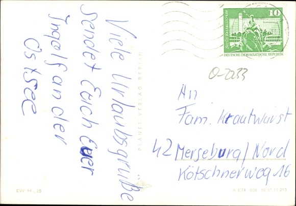 Postcard Trassenheide on Usedom, house, beach, beach chairs, fishing boat