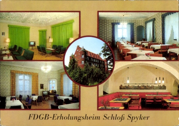 Postcard Glowe Island of Rügen in the Baltic Sea, view of and into the FDGB recreation home Schloss Spyker