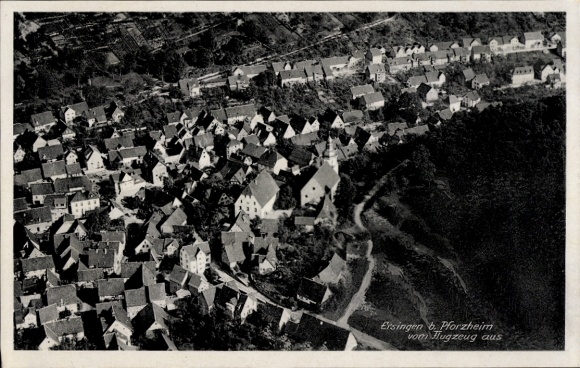 Postcard Ersingen Kämpfelbach in Baden, aerial photograph of Ersingen near Pforzheim, views of houses