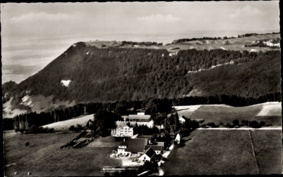Postcard Lenningen in Württemberg, Diepoldsburg, landscape with recreation home, mountain landscape, farmer
