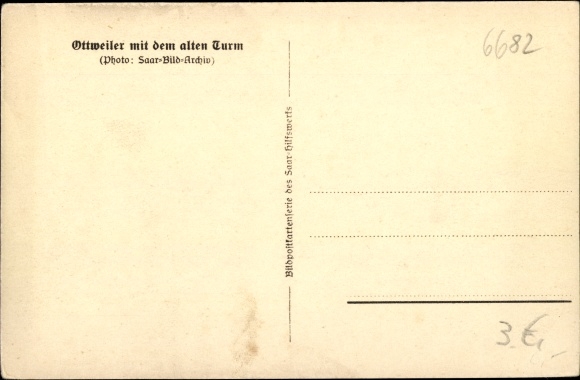 Postcard Ottweiler in the Neunkirchen district of Saarland, houses with an old tower