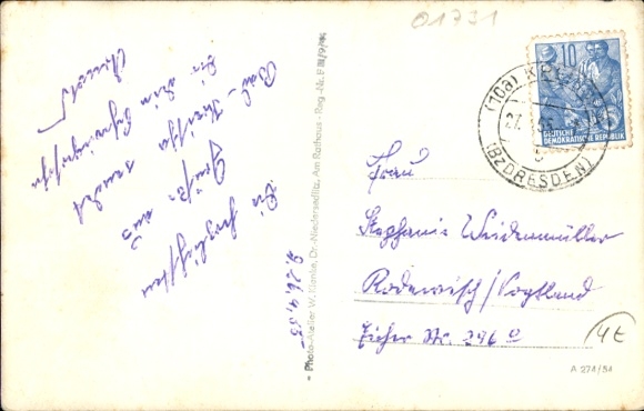 Postcard Kreischa in the Ore Mountains, view into the sanatorium