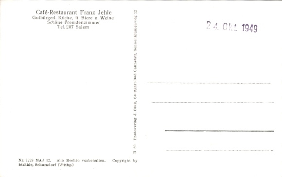 Postcard Salem in the Bodenseekreis Baden, castle, aerial photograph, restaurant and cafe Jehle