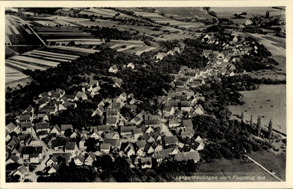 Postcard Langenbeutingen Langenbrettach in Würtemberg, aerial photograph