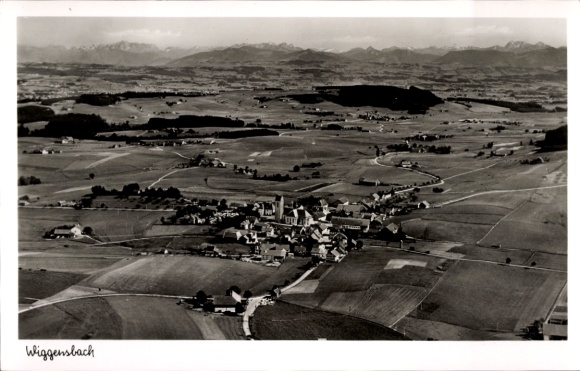 Postcard Wiggensbach in Allgäu, aerial photograph