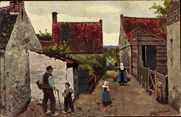 Artist PC Gerstenhauer, J., G., Dutch village motif, water carrier