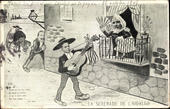 Artist PC La Serenade de l&#39;Hidalgo, Alfonso XIII, Emile Loubet, caricature