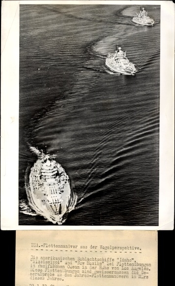 Foto Amerikanische Kriegsschiffe Idaho, Mississippi, New Mexico, US Navy, Flottenmanöver