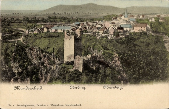 Ak Manderscheid in der Eifel, Blick auf  Oberburg, Mosenberg, Landschaft,  Ruine