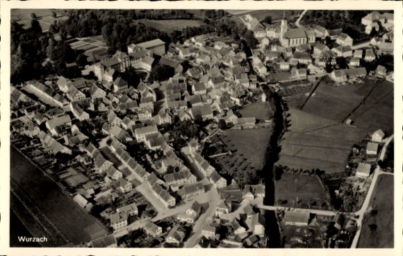 Postcard Bad Wurzach in Upper Swabia, aerial photograph