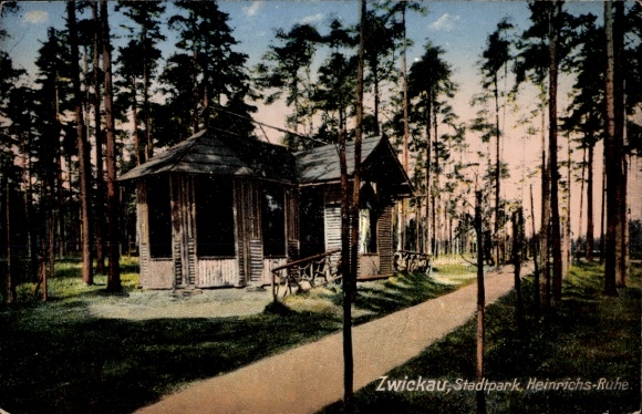 Postcard Zwickau in Saxony, City Park, Heinrichs-Ruhe
