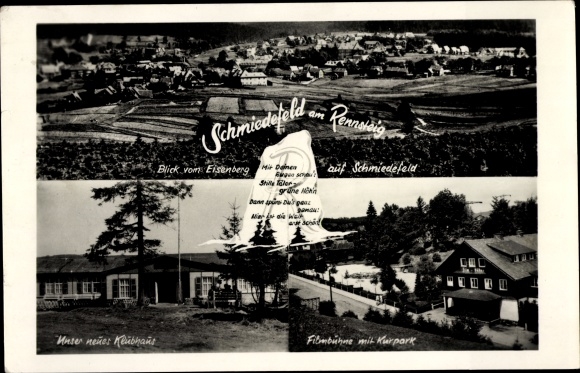 Postcard Schmiedefeld am Rennsteig Thuringia, clubhouse, film stage, spa gardens, Eisenberg