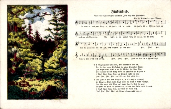 Song Postcard Mückenberger, Hilmar, Finkenlied, The Rose of Falkenstein