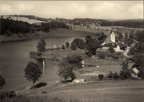 Ak Altensalz Neuensalz Vogtland, bij de Pöhl-dam, kerk