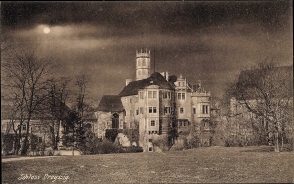 Ak Droyßig im Burgenlandkreis, Schloss im Mondschein