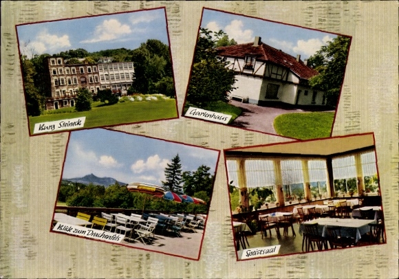 Postcard Rheinbreitbach am Rhein, garden house, Steineck Castle, convalescent home for the blind