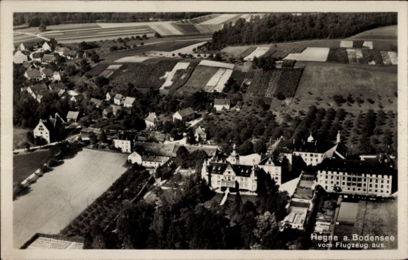 Postcard Hegne Allensbach on Lake Constance, aerial photograph