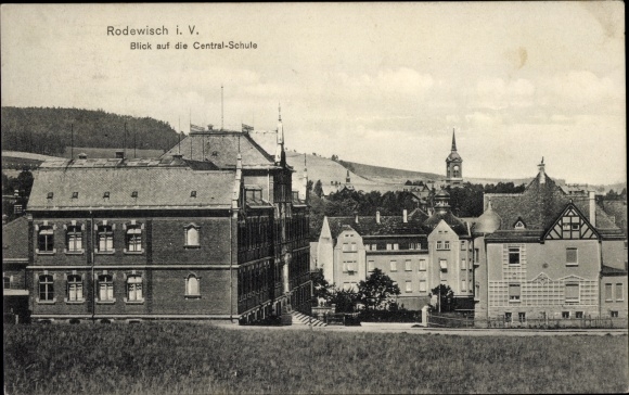 Postcard Rodewisch in Vogtland Saxony, Central School