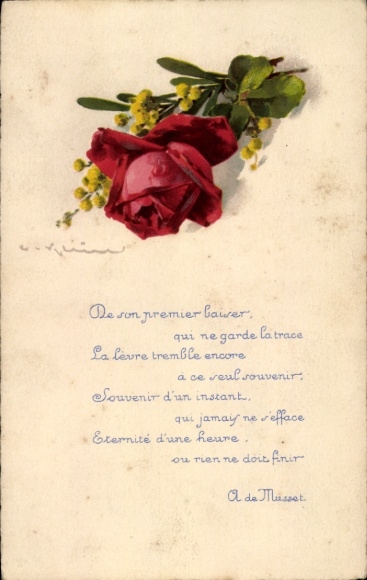 Artist Postcard Klein, C., Red Rose