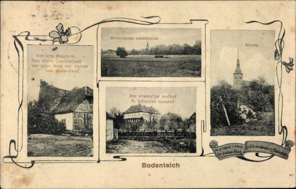 Postcard Bad Bodenteich in the Lüneburg Heath, Church, Amtshof, Gutshof, Burgturm