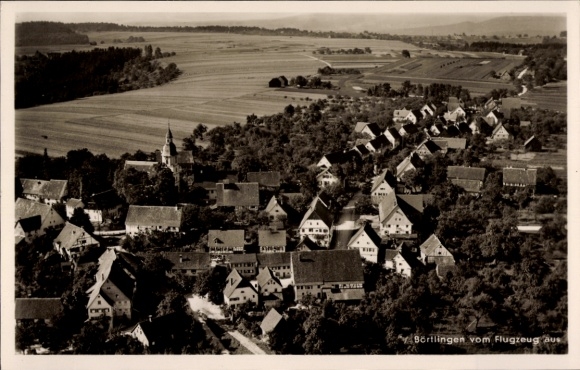 Postcard Börtlingen in Württemberg, aerial view of houses, church, rural surroundings