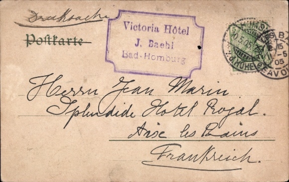 Postcard Saalburg in Thuringia, statue of Antoninus Pius, text in Latin script