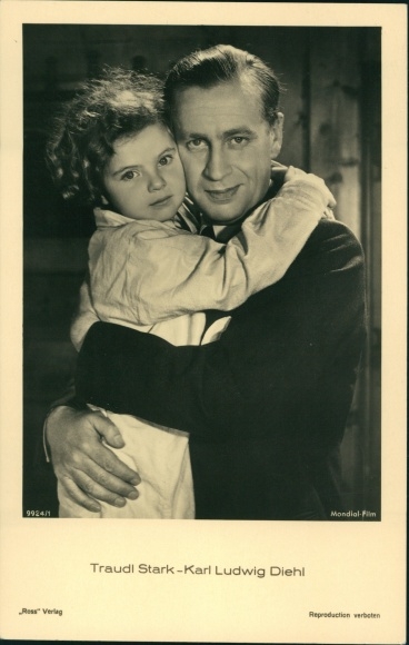 Postcard actress Traudl Stark, actor Karl Ludwig Diehl, portrait