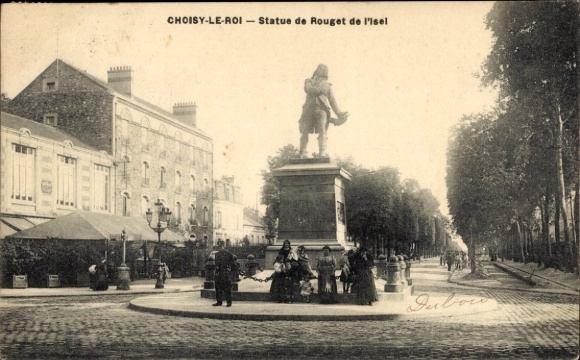 Postcard Choisy le Roi Val de Marne, Place Rouget de l'Isle, Statue Rouget de l'Isle