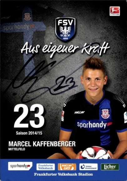Autograph card footballer Marcel Kaffenberger, FSV Frankfurt, autograph