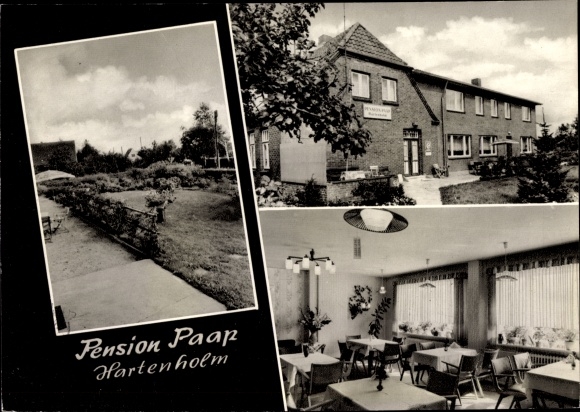 Postcard Hartenholm Schleswig Holstein, Pension Paap, inside and outside