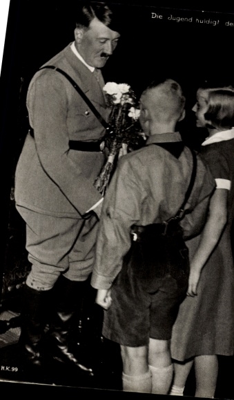 Postcard The Youth Pays Homage to the Führer, Adolf Hitler, HJ