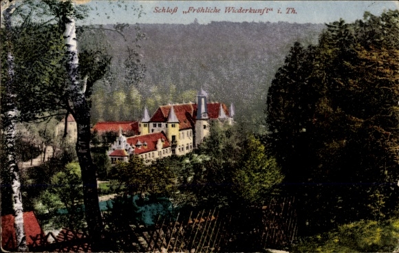 Ansichtkaart Trockenborn Wolfersdorf in Thüringen, jachthuis Happy Second Coming, panorama
