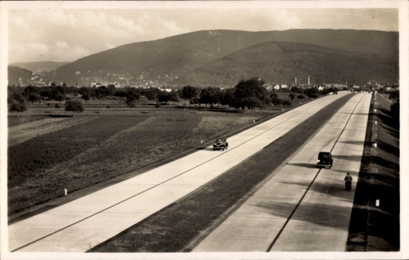 Postcard Reichsautobahn Mannheim Heidelberg