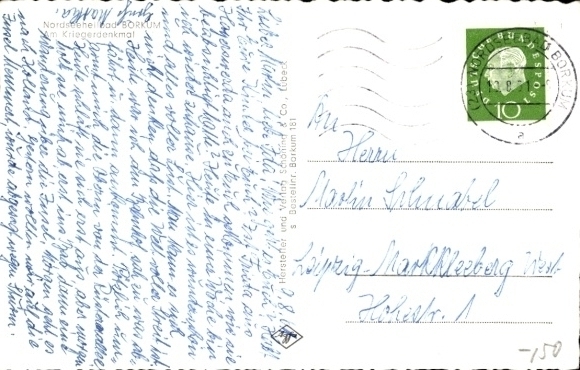 Postcard Island of Borkum East Frisia, Upolmhof, At the War Memorial, Lighthouse