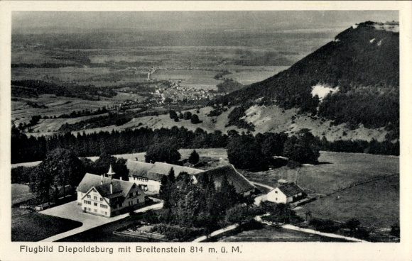 Postcard Lenningen in Württemberg, Diepoldsburg, aerial photograph, Breitenstein