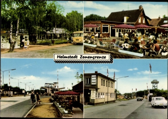 KP Helmstedt w Dolnej Saksonii, granica strefy, punkt kontrolny, samochód, taras, autobus, odcinek ulicy