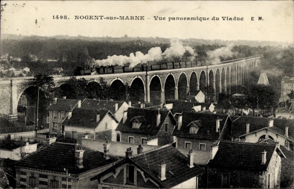 Ak Nogent sur Marne Val de Marne, Viadukt, Eisenbahn, Panorama