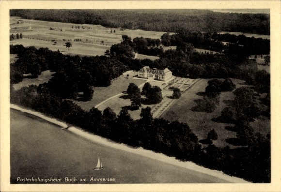Postcard Buch am Ammersee Inning Upper Bavaria, Posterholungsheim, aerial photograph