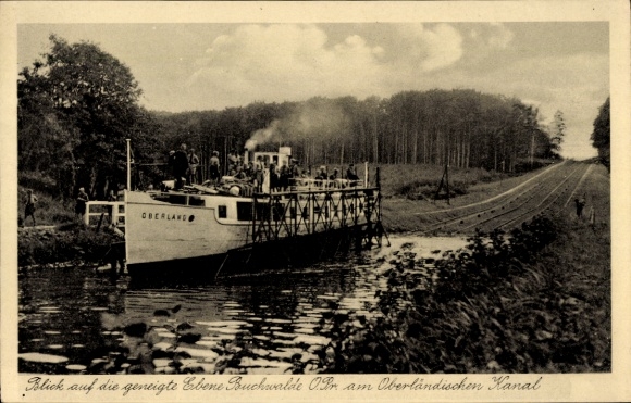 Postcard Buczyniec Buchwalde East Prussia, inclined plane at the Oberland Canal, ship Oberland