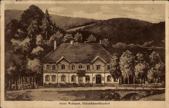 Ak Metzdorf Hohenfichte Leubsdorf in Sachsen, Hotel Waldpark