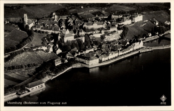 Postcard Meersburg on Lake Constance, aerial photograph